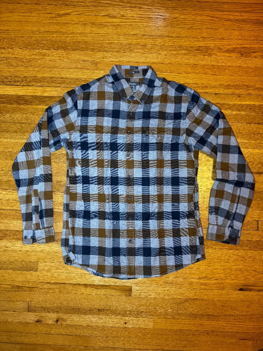 Eddie Bauer Plaid Long Sleeve Flannel Shirt Slim Fit TL Large Tall